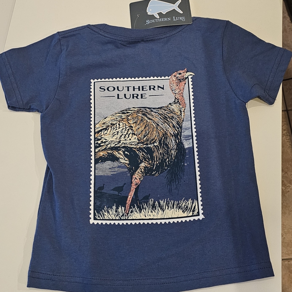 Southern Lure Kids' Navy Blue Graphic Tee - Turkey Stamp Design